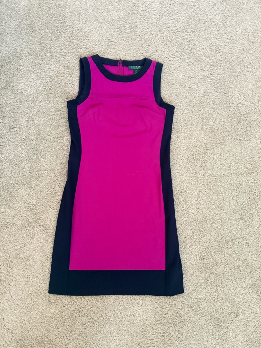 Ralph Lauren Magenta and navy Sleeveless Sheath Dress